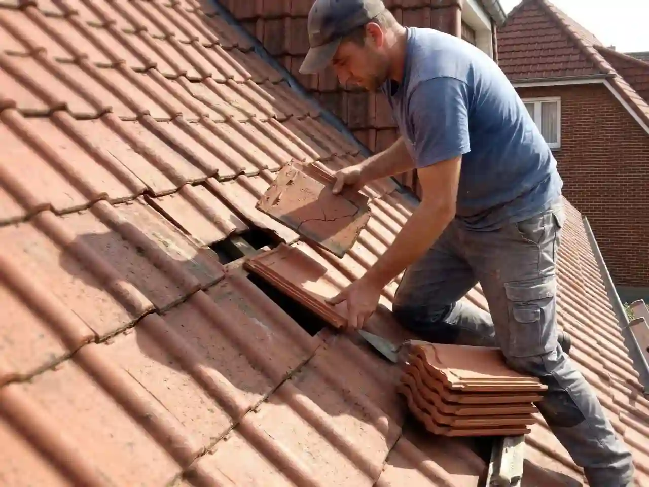Couvreur au travail à Béthune